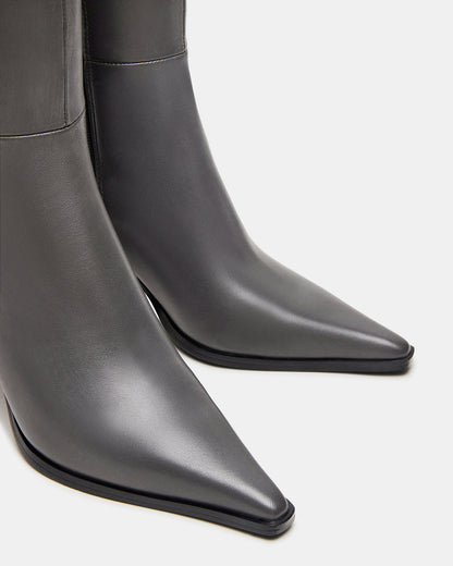 LINGO Grey Leather Pointed-Toe Knee-High Women's Boot - Steve Madden