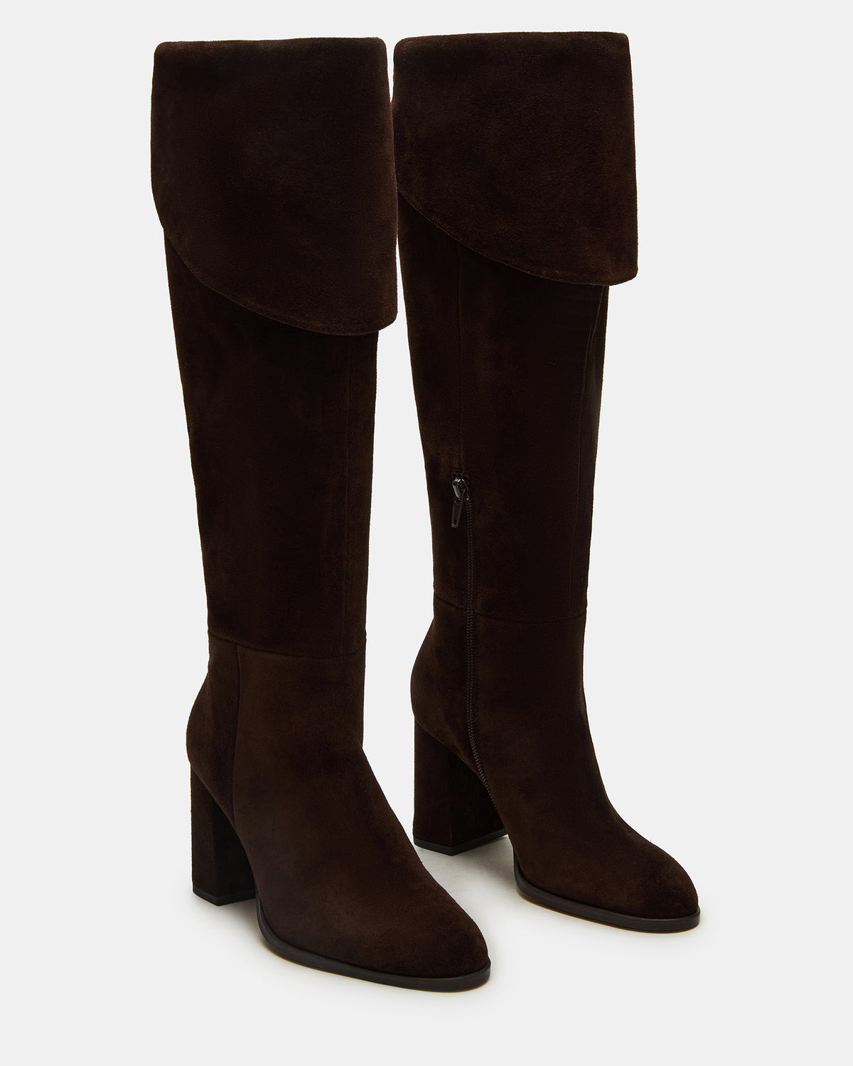 WINSLET Brown Suede Knee-High Block Heel Women's Boot - Steve Madden