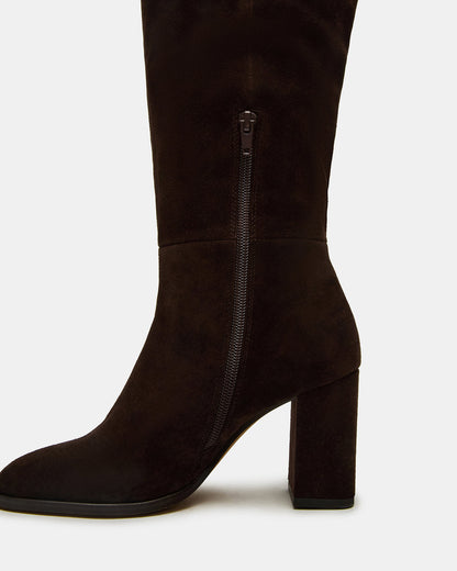 WINSLET Brown Suede Knee-High Block Heel Women's Boot - Steve Madden