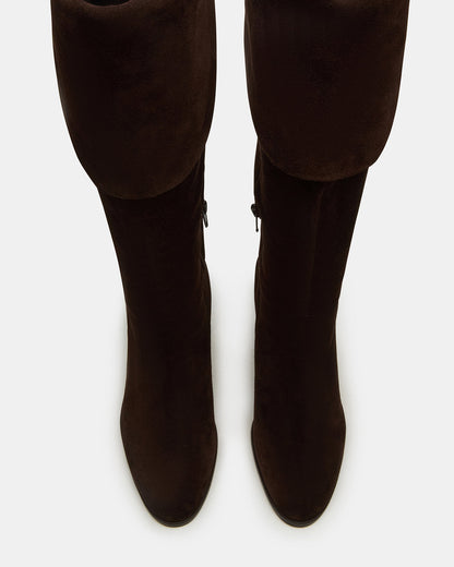 WINSLET Brown Suede Knee-High Block Heel Women's Boot - Steve Madden