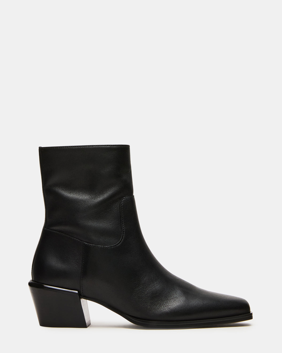 DANEY Black Leather Square-Toe Women's Ankle Boot - Steve Madden