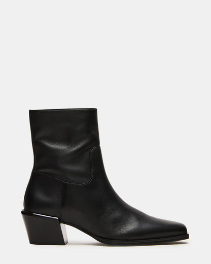 DANEY Black Leather Square-Toe Women's Ankle Boot - Steve Madden