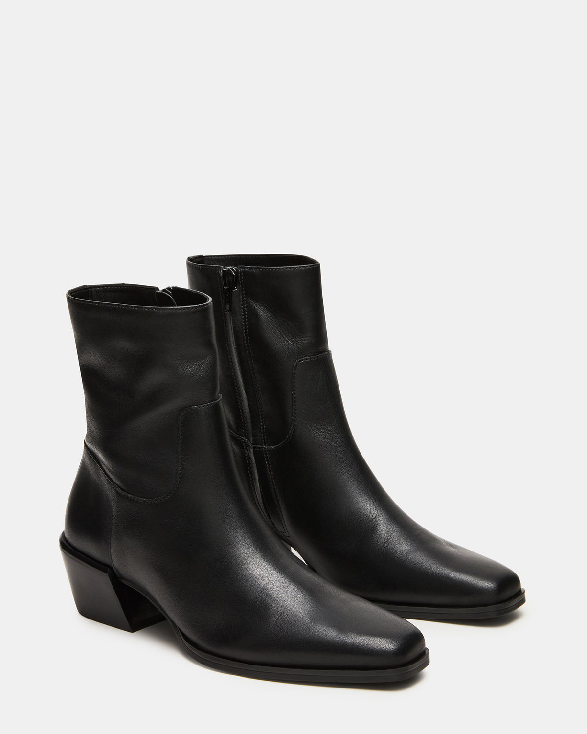 DANEY Black Leather Square-Toe Women's Ankle Boot - Steve Madden