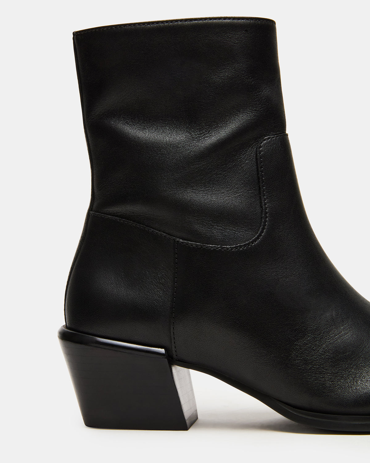 DANEY Black Leather Square-Toe Women's Ankle Boot - Steve Madden