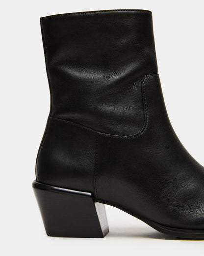 DANEY Black Leather Square-Toe Women's Ankle Boot - Steve Madden