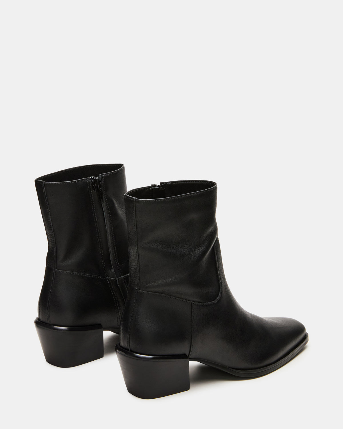 DANEY Black Leather Square-Toe Women's Ankle Boot - Steve Madden