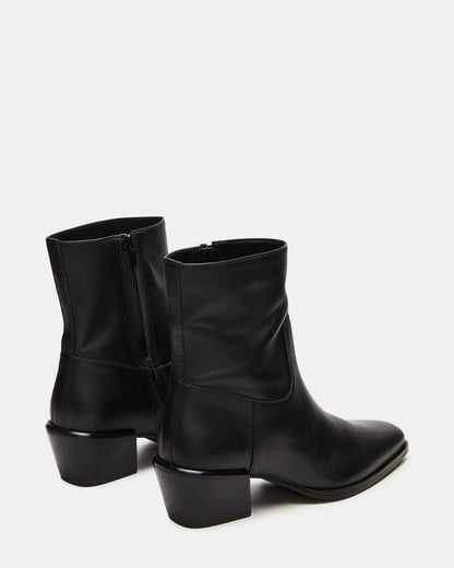 DANEY Black Leather Square-Toe Women's Ankle Boot - Steve Madden