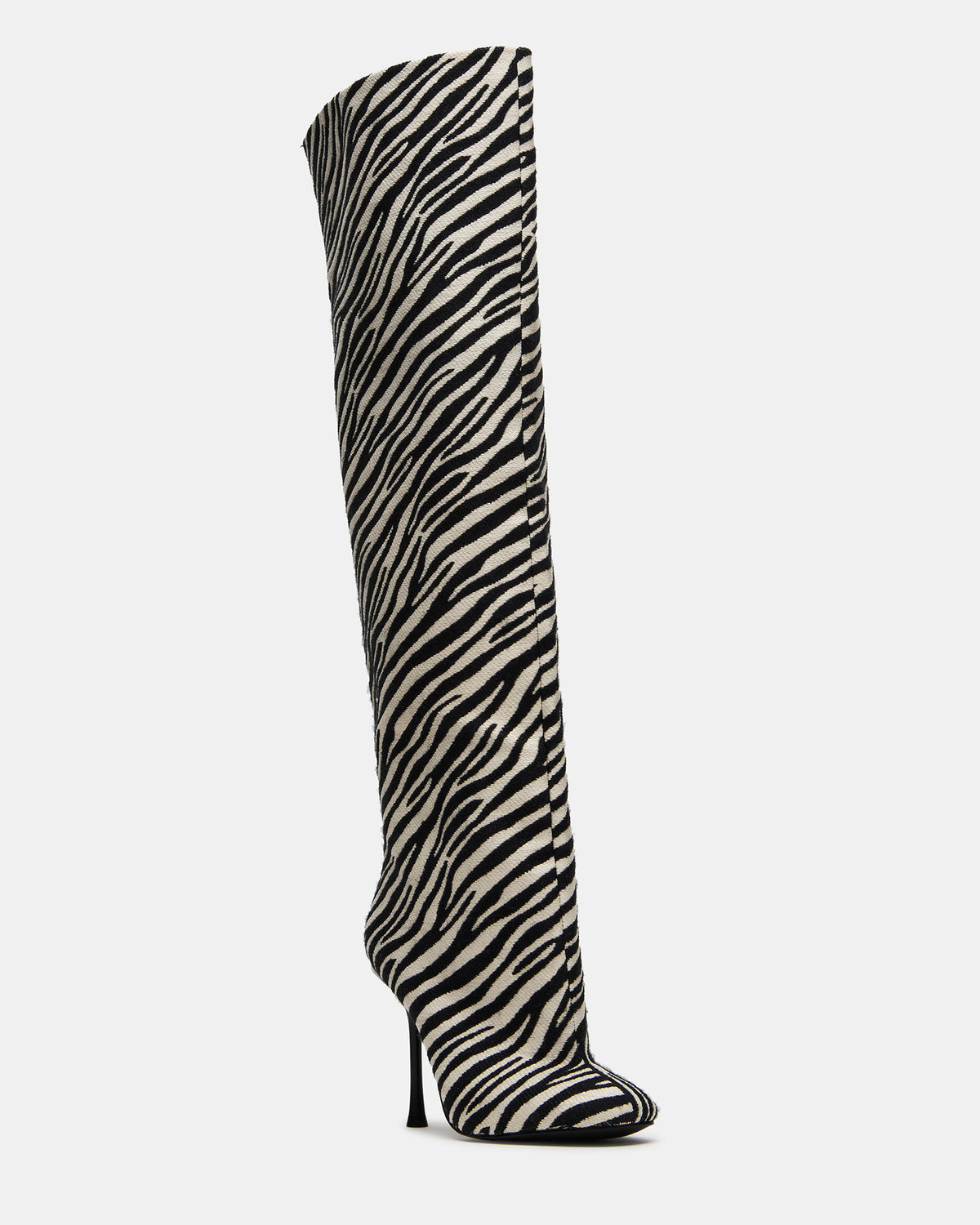 ALLURING Zebra Over-The-Knee Square-Toe Heeled Women's Boot - Steve Madden