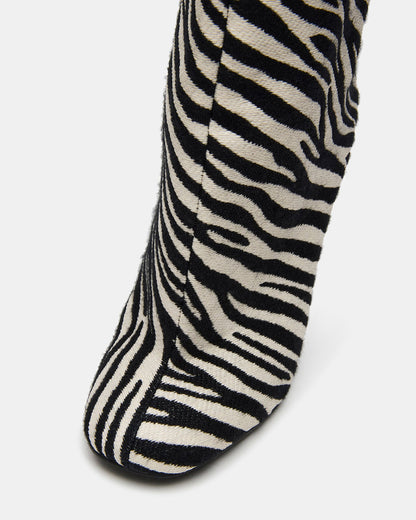 ALLURING Zebra Over-The-Knee Square-Toe Heeled Women's Boot - Steve Madden