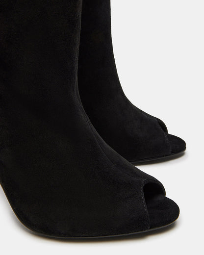 PEGGIE Black Suede Stiletto Heel Peep Toe Women's Boots - Steve Madden
