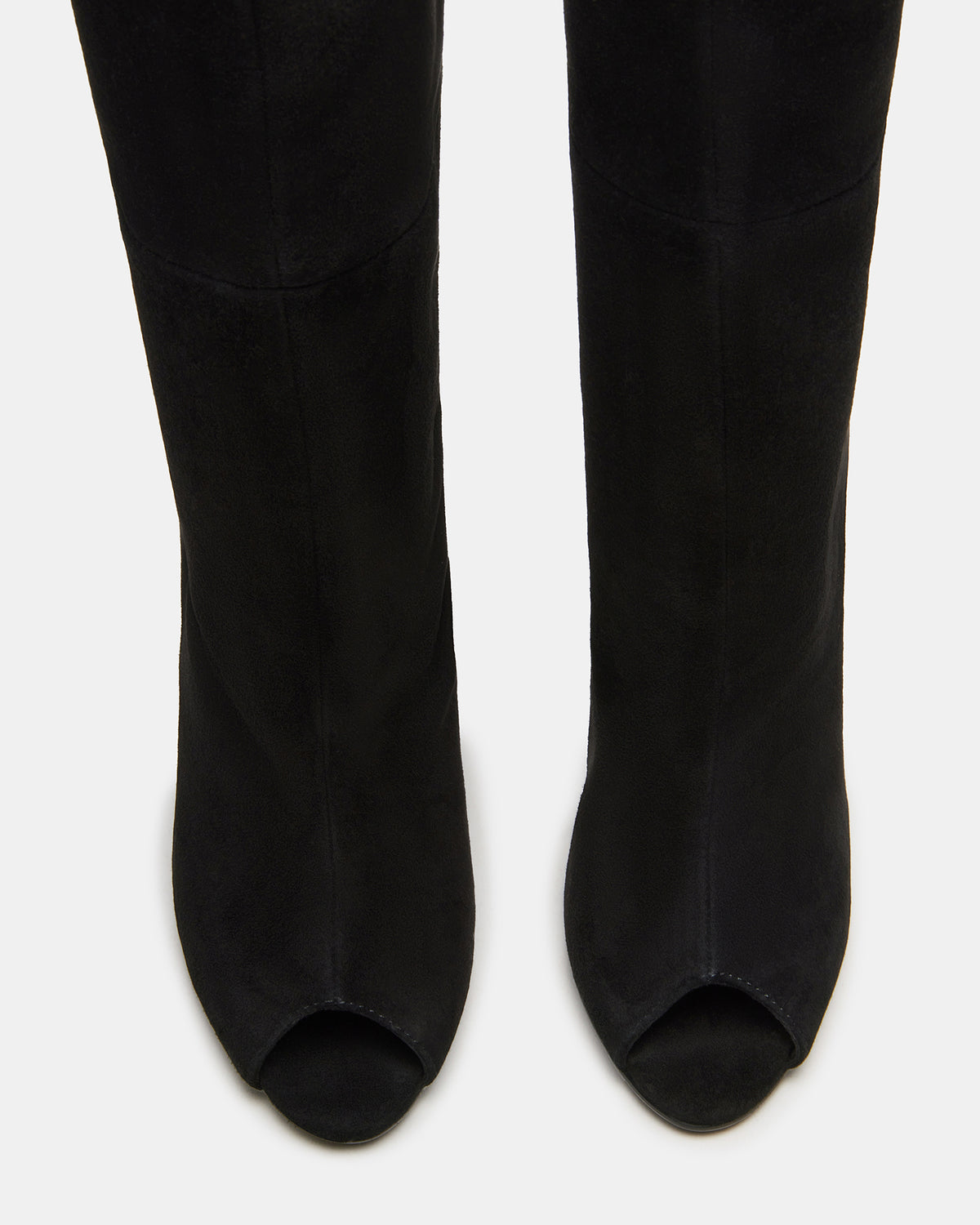 PEGGIE Black Suede Stiletto Heel Peep Toe Women's Boots - Steve Madden
