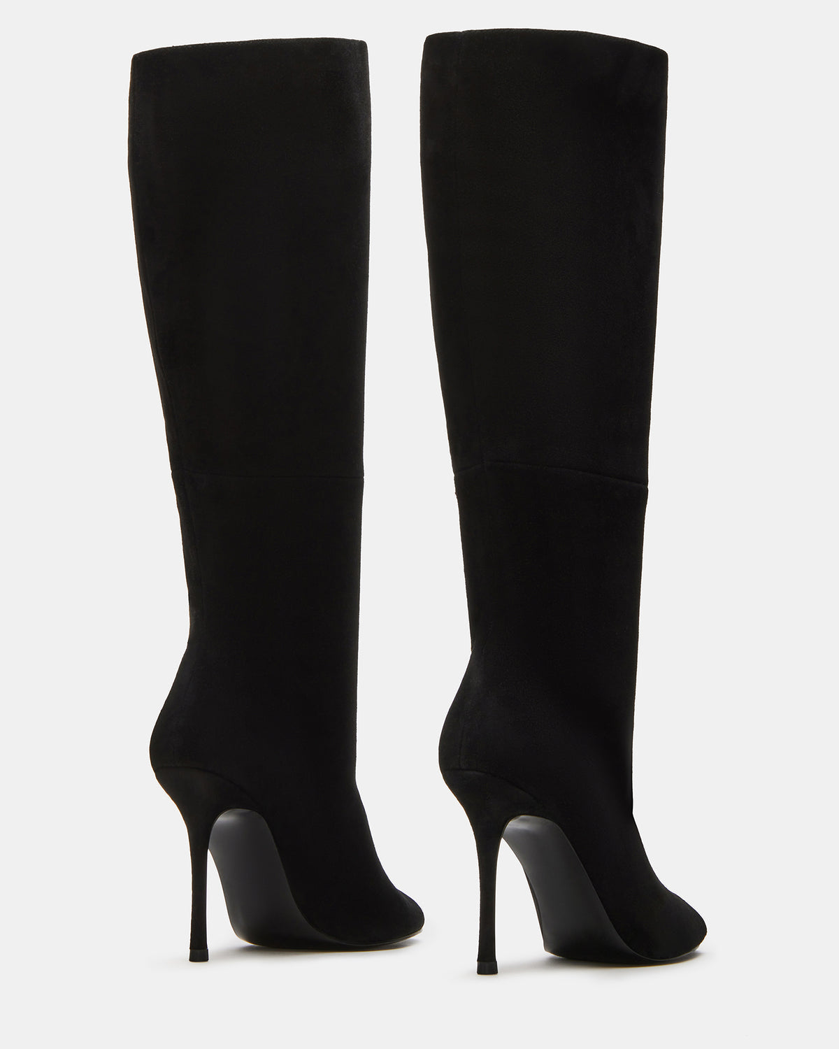 PEGGIE Black Suede Stiletto Heel Peep Toe Women's Boots - Steve Madden