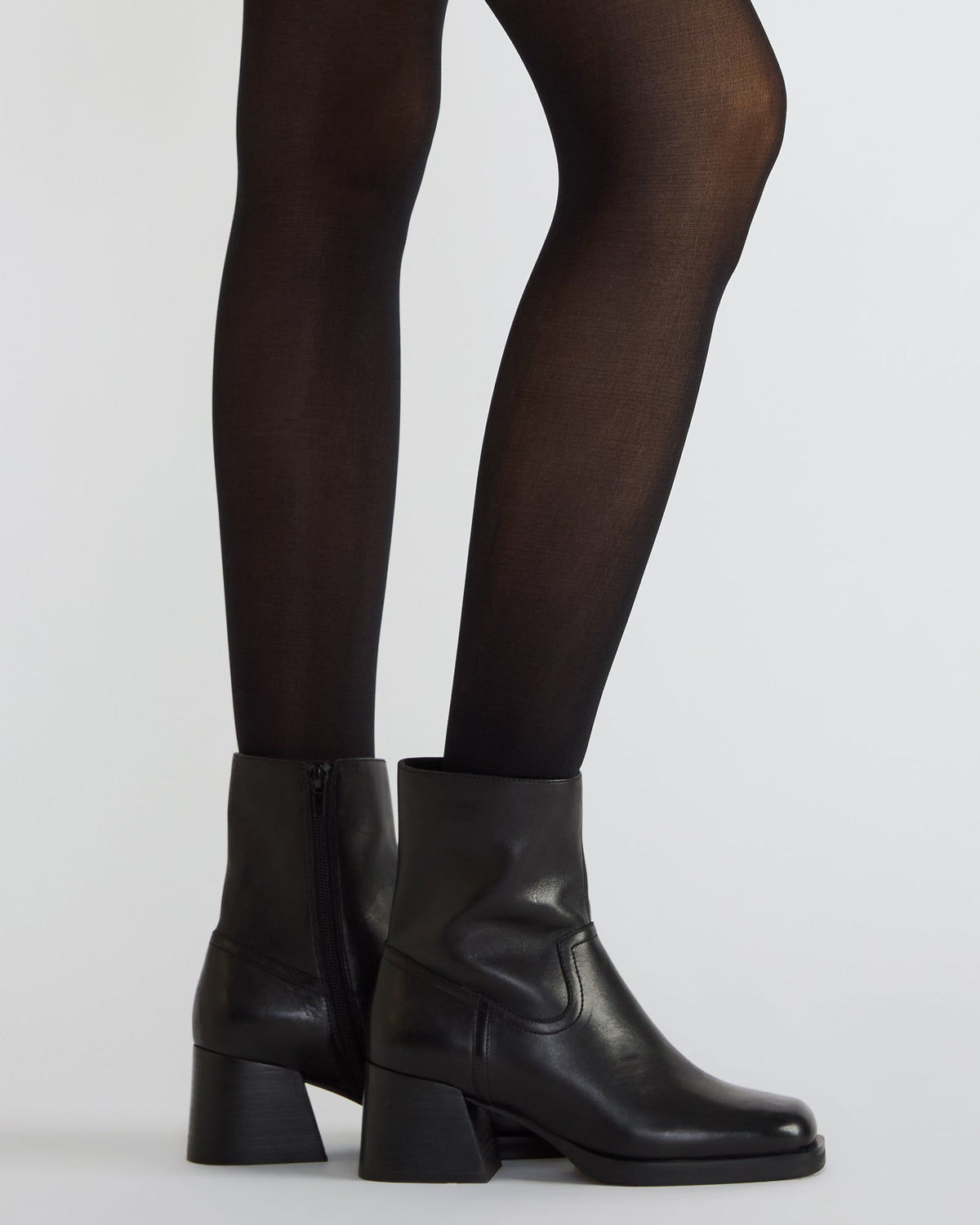 LATCHES Black Leather Square-Toe Block Heel Women's Ankle Boot - Steve Madden