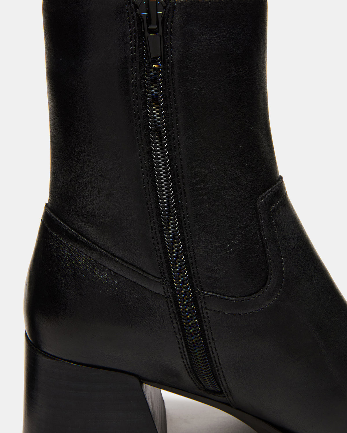 LATCHES Black Leather Square-Toe Block Heel Women's Ankle Boot - Steve Madden