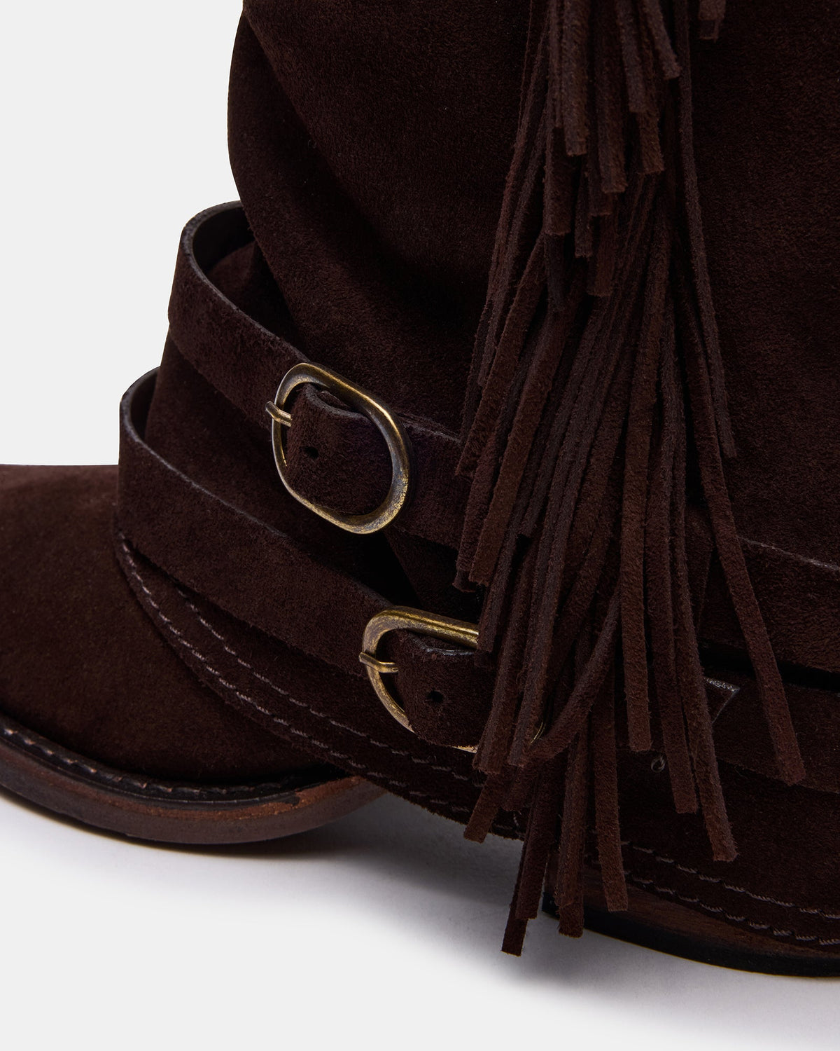 ANSEL Brown Suede Pointed-Toe Fold-Over Cuffed Women's Ankle Boot - Steve Madden
