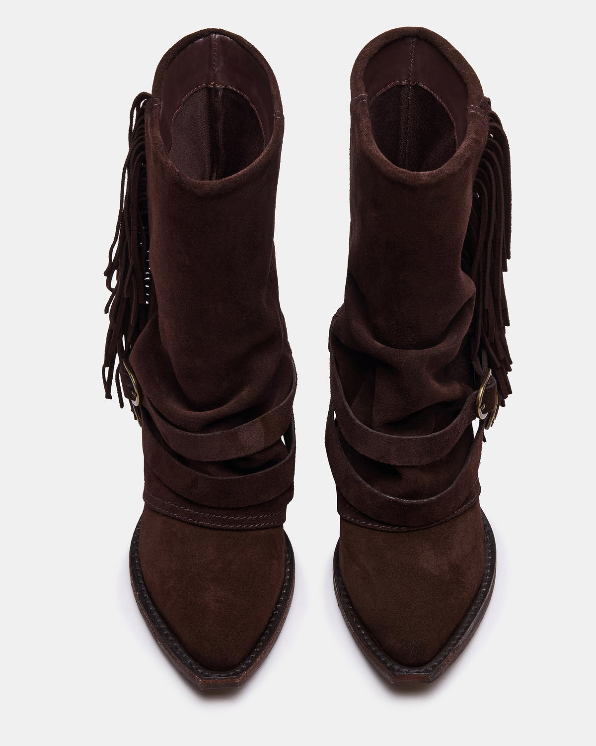 ANSEL Brown Suede Pointed-Toe Fold-Over Cuffed Women's Ankle Boot - Steve Madden