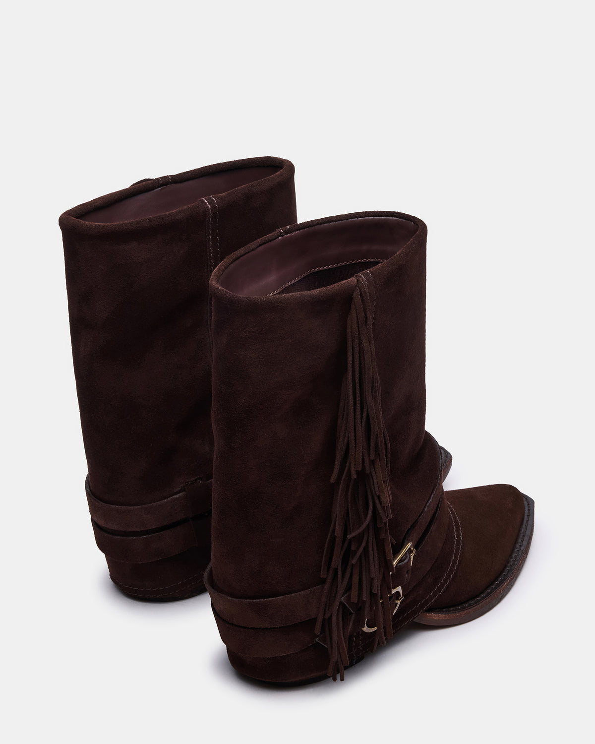 ANSEL Brown Suede Pointed-Toe Fold-Over Cuffed Women's Ankle Boot - Steve Madden