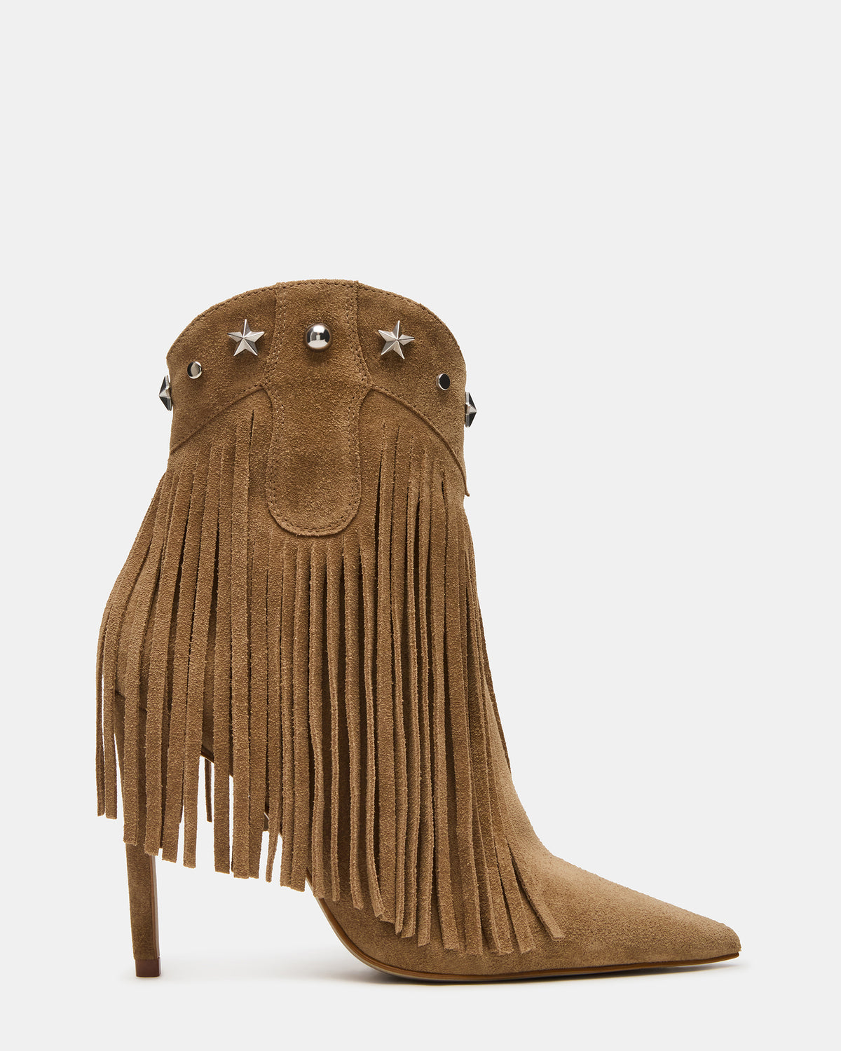 FALTER Chestnut Suede Pointed-Toe Fringe Western Women's Ankle Boot - Steve Madden