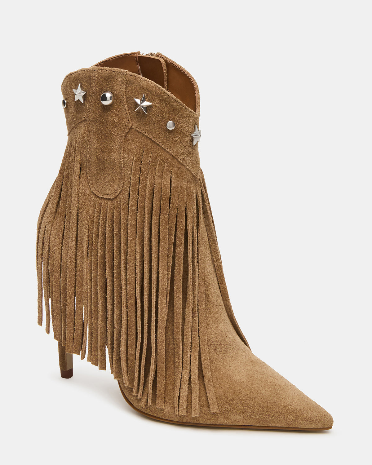 FALTER Chestnut Suede Pointed-Toe Fringe Western Women's Ankle Boot - Steve Madden