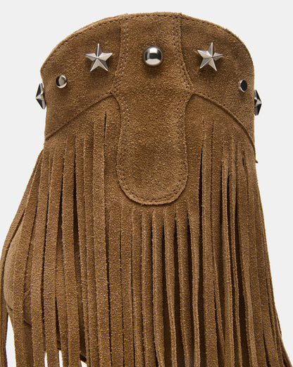 FALTER Chestnut Suede Pointed-Toe Fringe Western Women's Ankle Boot - Steve Madden