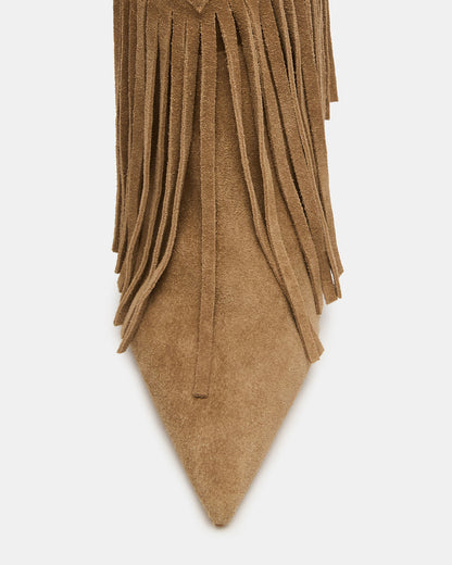 FALTER Chestnut Suede Pointed-Toe Fringe Western Women's Ankle Boot - Steve Madden