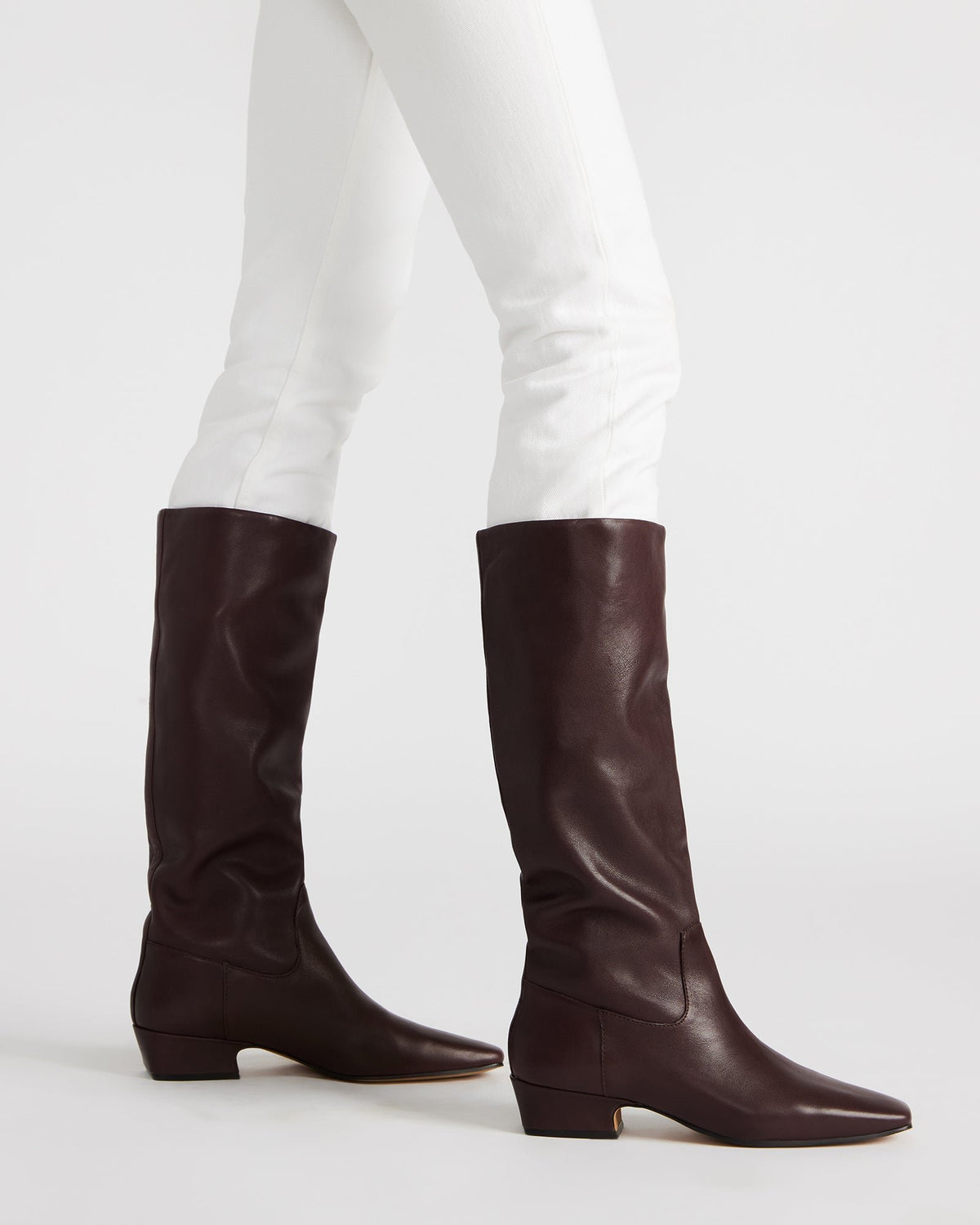 GWYNETH Brown/Red Leather Square Toe Boot | Women's Boots - Steve Madden