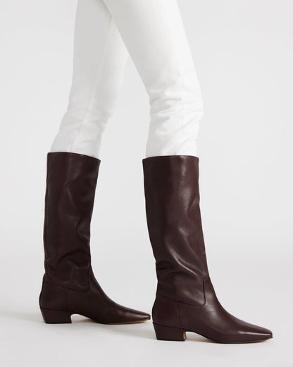 GWYNETH Brown/Red Leather Square Toe Boot | Women's Boots - Steve Madden