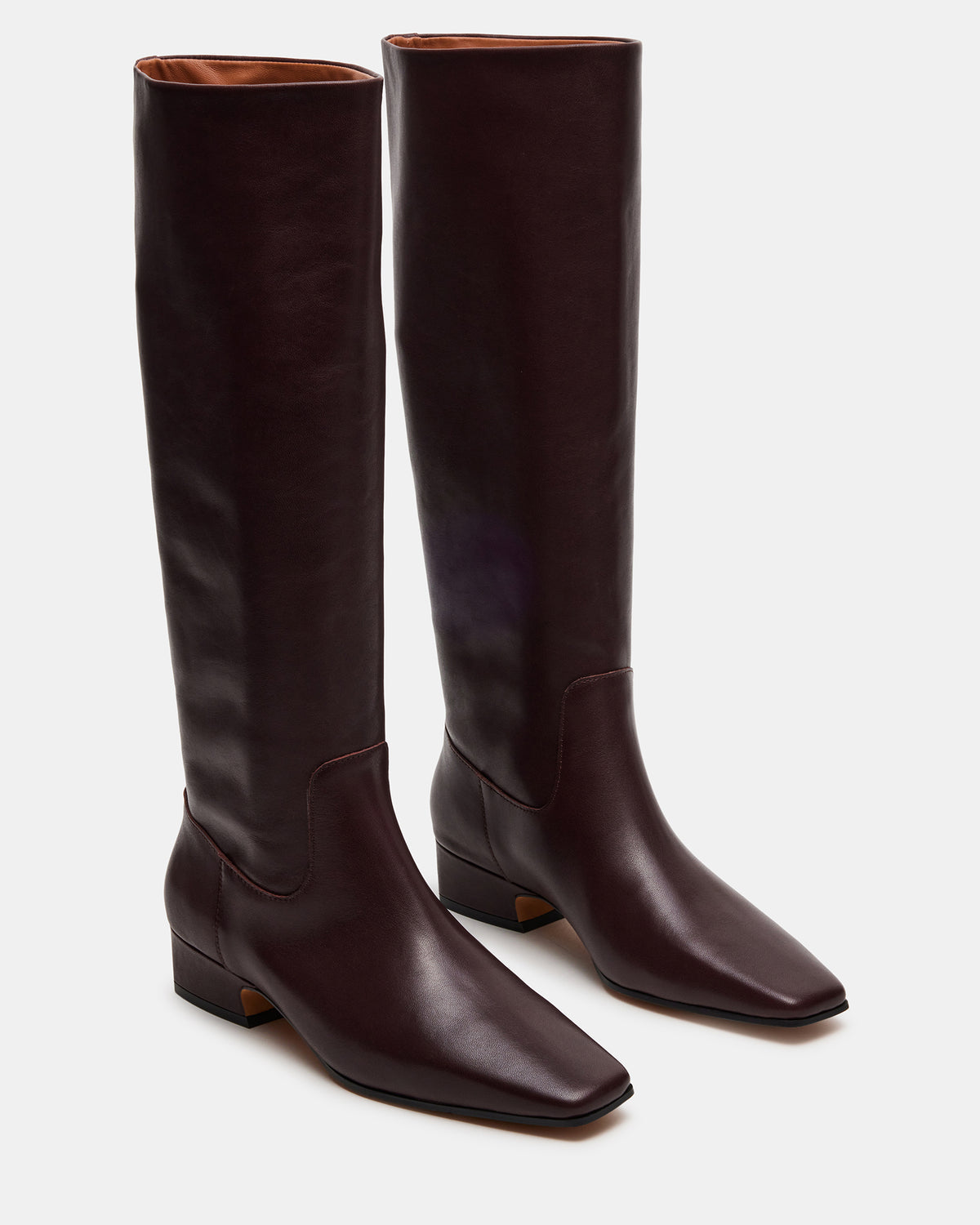GWYNETH Brown/Red Leather Square Toe Boot | Women's Boots - Steve Madden