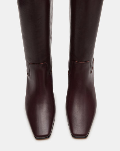 GWYNETH Brown/Red Leather Square Toe Boot | Women's Boots - Steve Madden
