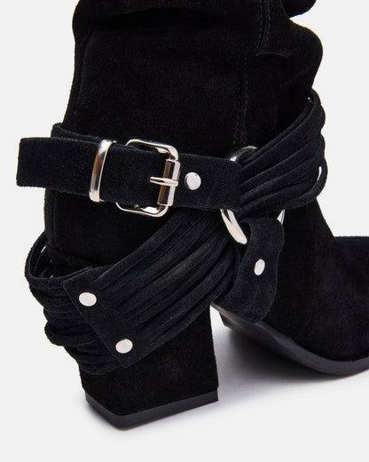 LAUPER Black Pointed-Toe Heeled Buckle Women's Ankle Boot - Steve Madden