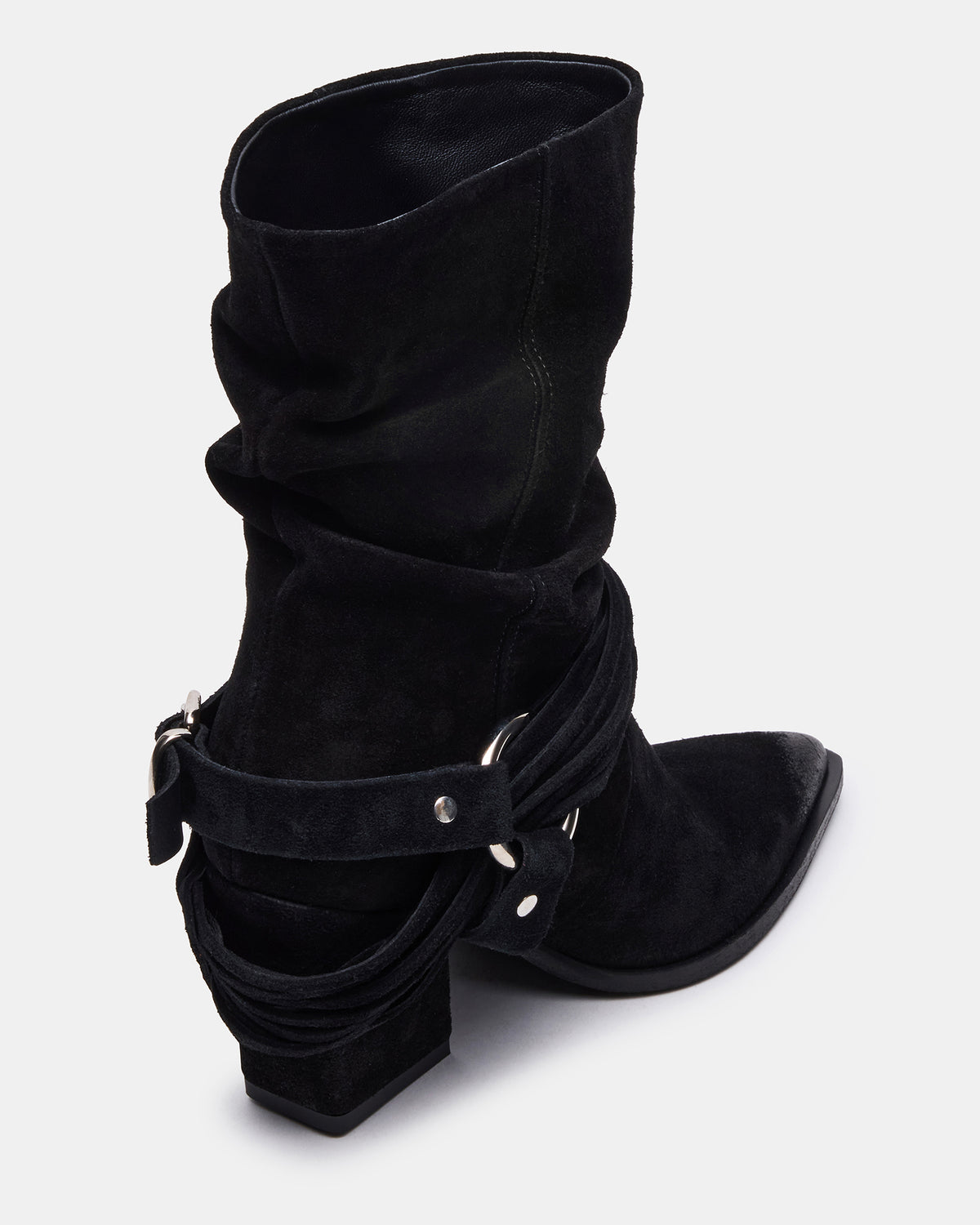LAUPER Black Pointed-Toe Heeled Buckle Women's Ankle Boot - Steve Madden