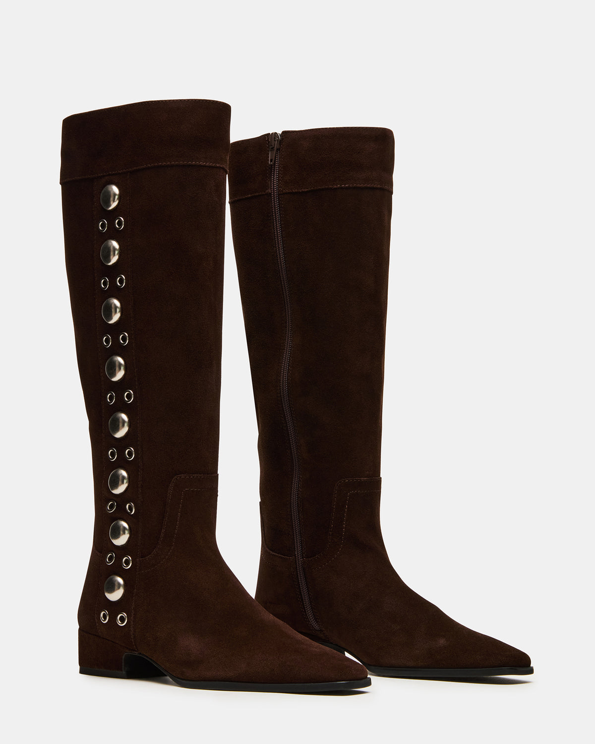 DINGO Brown Suede Studs Knee-High Square-Toe Women's Boot - Steve Madden