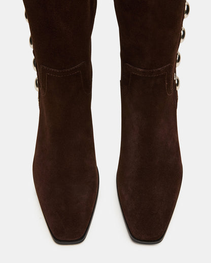 DINGO Brown Suede Studs Knee-High Square-Toe Women's Boot - Steve Madden