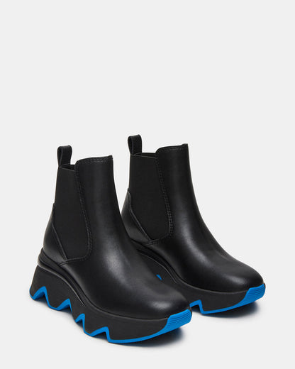 BREAKAWAY Black Leather Lug Platform Women's Ankle Boot - Steve Madden