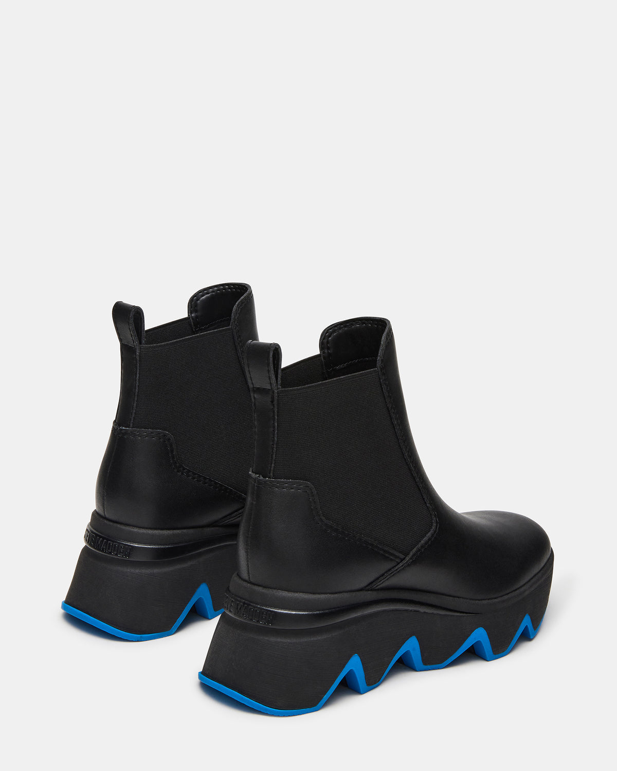 BREAKAWAY Black Leather Lug Platform Women's Ankle Boot - Steve Madden