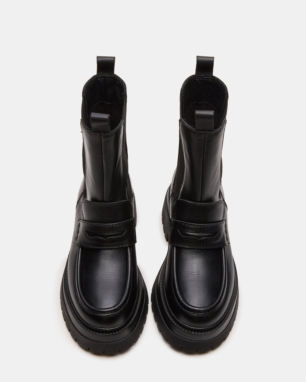CONWAY Black Leather Platform Lug Chelsea Women's Ankle Boot - Steve Madden