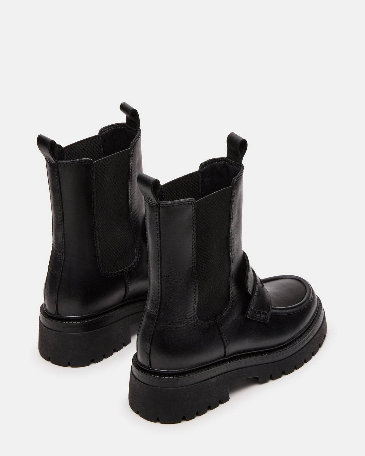 CONWAY Black Leather Platform Lug Chelsea Women's Ankle Boot - Steve Madden