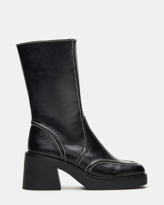 ALTER Black Patent Square-Toe Platform Block Heel Women's Ankle Boot - Steve Madden