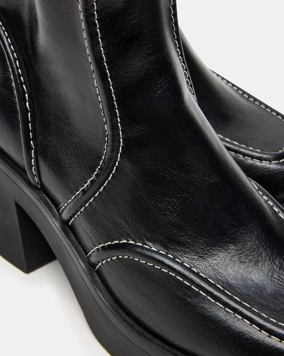 ALTER Black Patent Square-Toe Platform Block Heel Women's Ankle Boot - Steve Madden