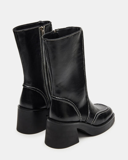 ALTER Black Patent Square-Toe Platform Block Heel Women's Ankle Boot - Steve Madden