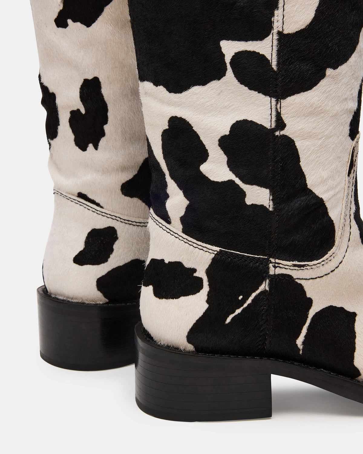 RIGGS Black Cow Print Wide Calf Square-Toe Women's Boot - Steve Madden