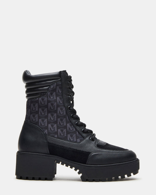 HIKER Black Multi Platform Lug Lace-Up Women's Anke Boot - Steve Madden