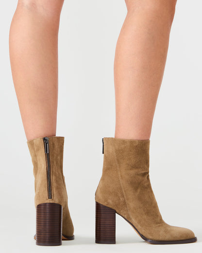 OBSESSION Taupe Suede Rounded Toe Block Heel Women's Ankle Boot - Steve Madden