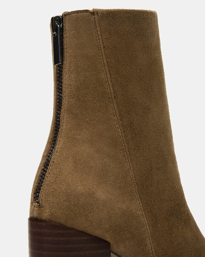 OBSESSION Taupe Suede Rounded Toe Block Heel Women's Ankle Boot - Steve Madden