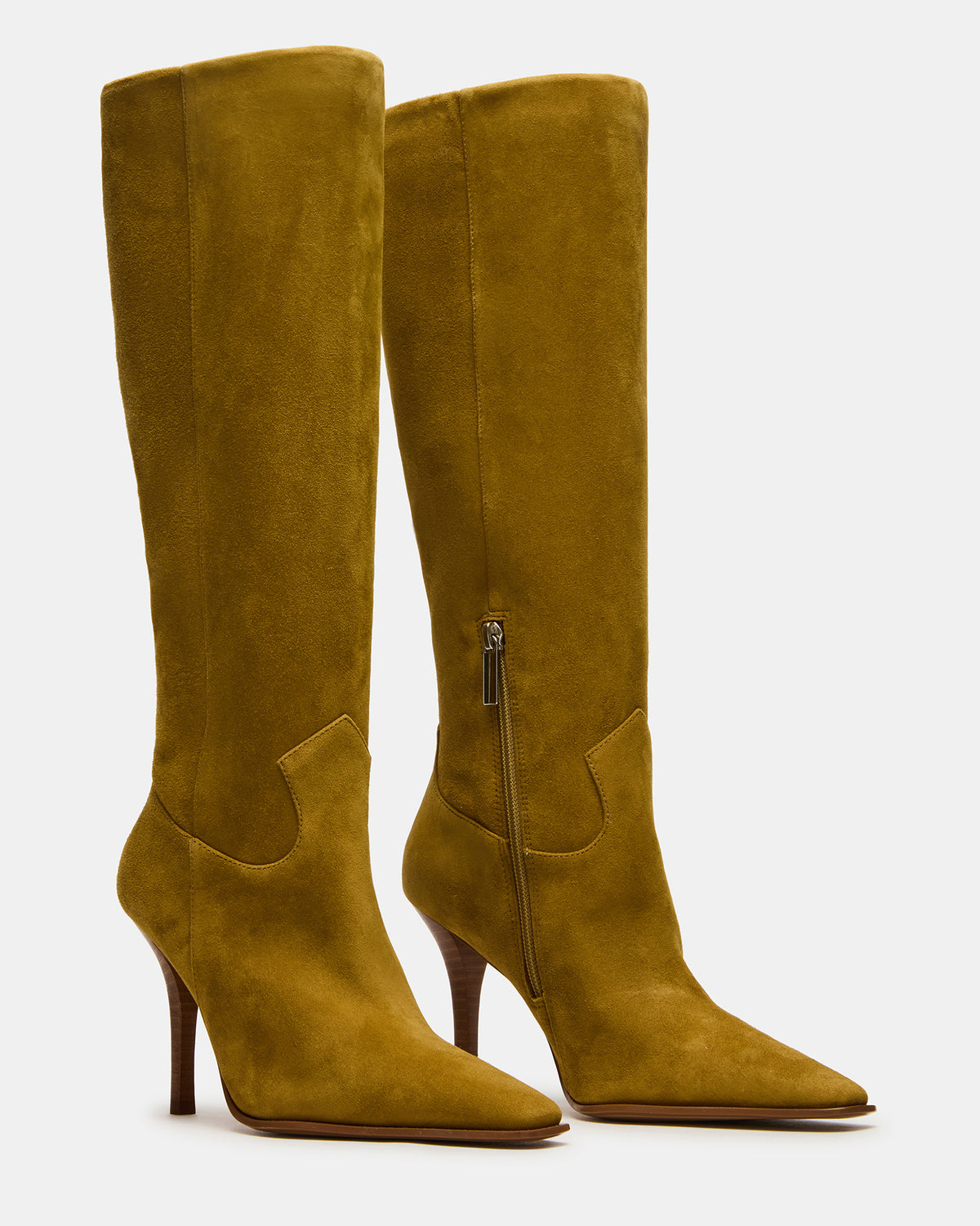 WESCOT Olive Suede Square-Toe Knee-High Heeled Women's Boot - Steve Madden