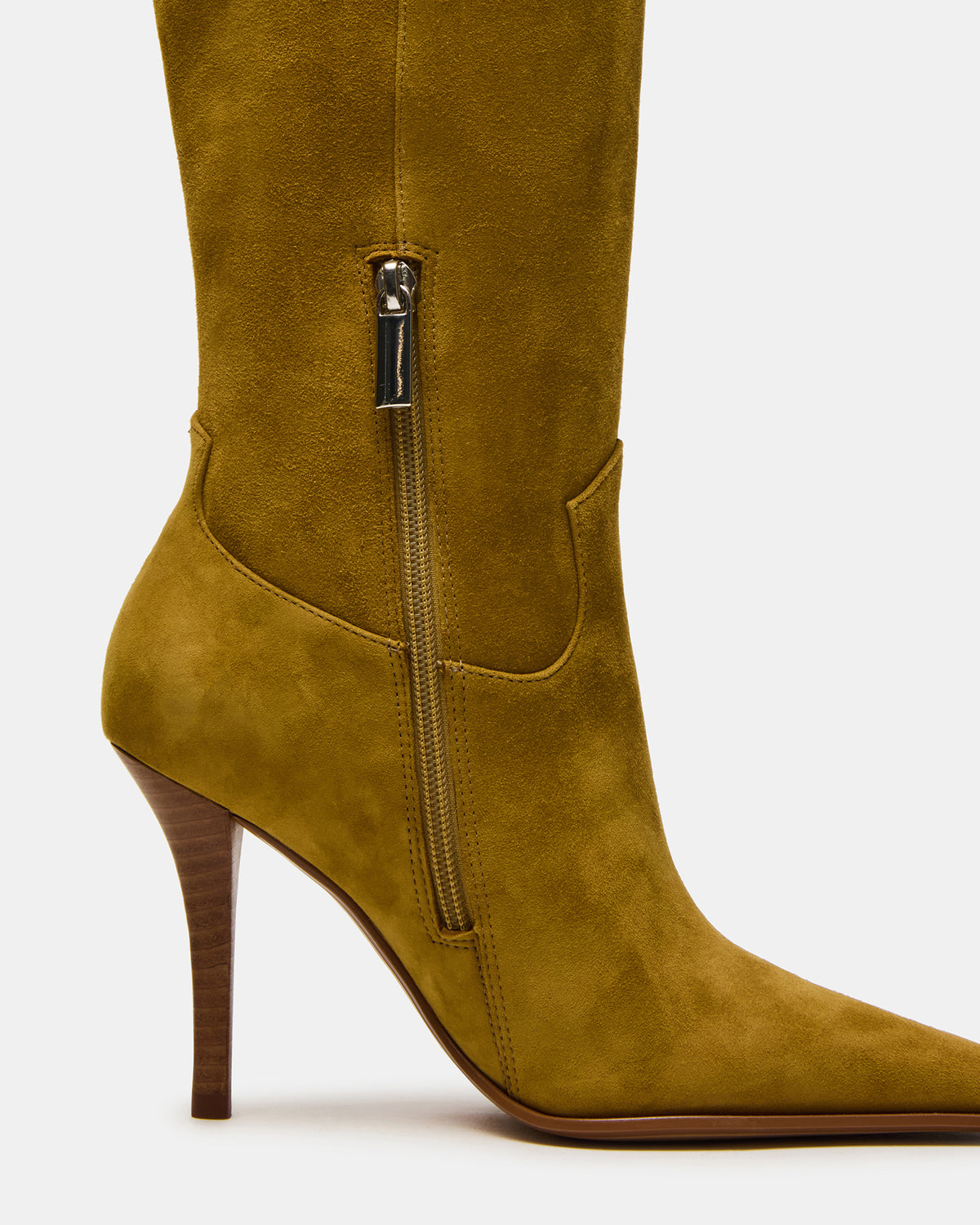 WESCOT Olive Suede Square-Toe Knee-High Heeled Women's Boot - Steve Madden