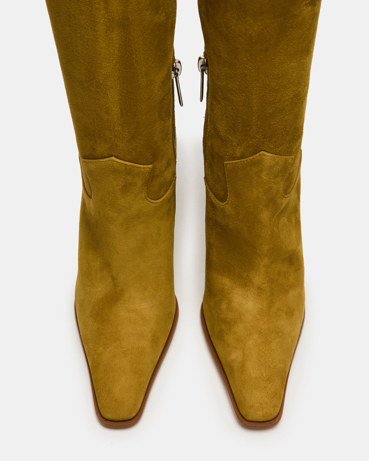 WESCOT Olive Suede Square-Toe Knee-High Heeled Women's Boot - Steve Madden