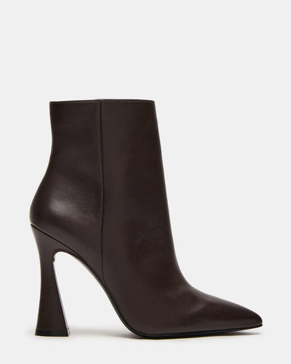BOLERO Brown Leather Pointed-Toe Heeled Women's Ankle Boot - Steve Madden