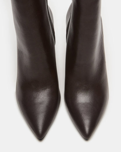 BOLERO Brown Leather Pointed-Toe Heeled Women's Ankle Boot - Steve Madden