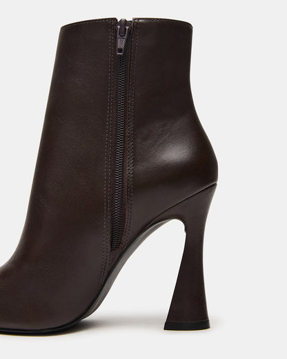 BOLERO Brown Leather Pointed-Toe Heeled Women's Ankle Boot - Steve Madden